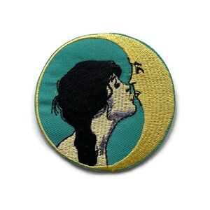 Girl Kisses Moon Embroidered Emblem Patch